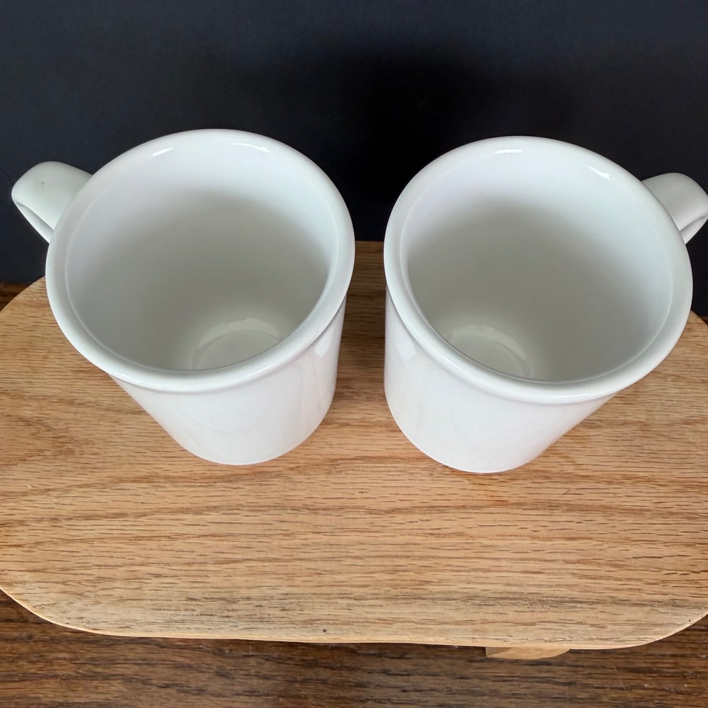 Vintage Homer Laughlin China White Diner Coffee Mugs‎ Set of 2 USA Heavy Ceramic - Picture 2 of 5